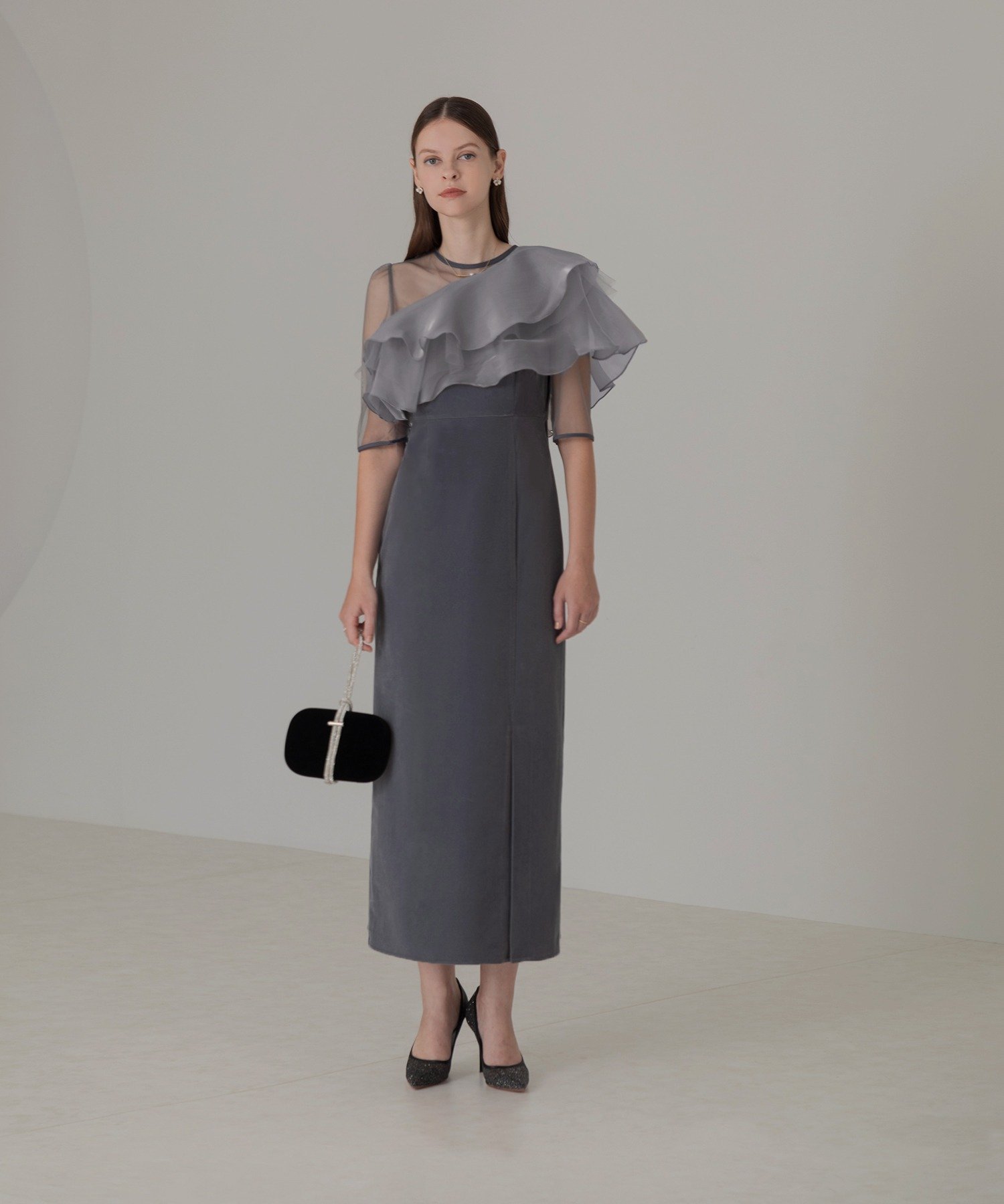 Leja｜LEJA-アシンメトリーティアードフリル3WAYベロアIライン