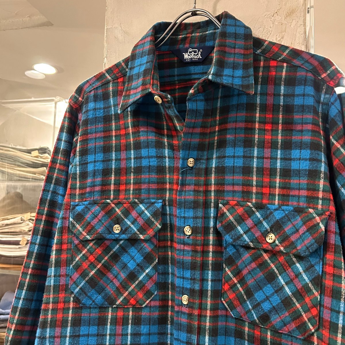 80s Woolrich L/Sネルシャツ ウールリッチ コットンシャツ DEADSTOCK