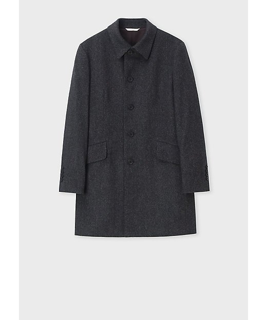 ヘリンボーン ウールカシミヤ ステンカラーコート