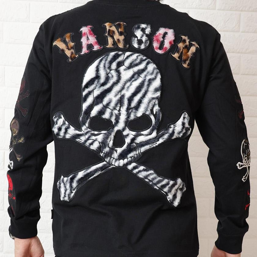 VANSON（バンソン） プレミアム ロンT メンズ 刺繍 スカル 長袖Tシャツ