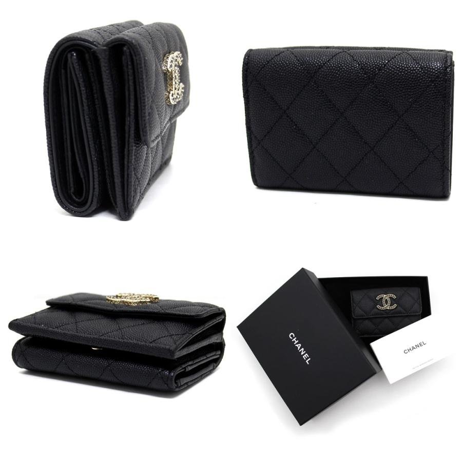 CHANEL（シャネル） AP3397 マトラッセ キャビアスキン 三つ折り財布