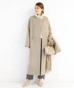 新品タグ付】victorian リバーロングノーカラーコート ベージュ - メルカリ