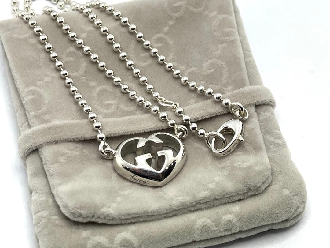 h786美品　GUCCI インターロッキング　Gロゴ　ハート　ネックレス　925 グッチ(GUCCI)|インターロッキングGハート付きネックレス|【ハードオフ