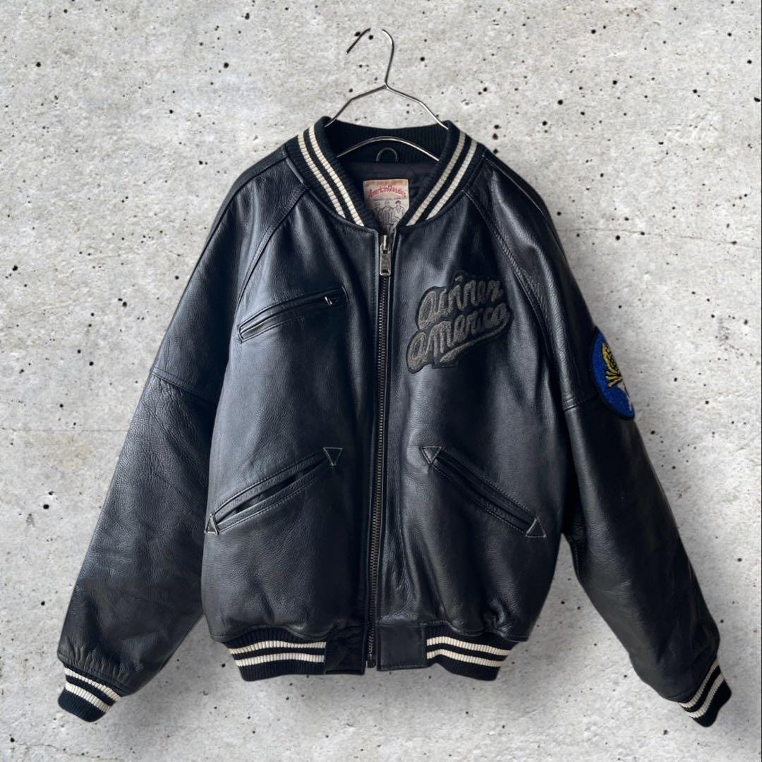 希少 AVIREX アヴィレックス レザースタジャン S ワッペン オール