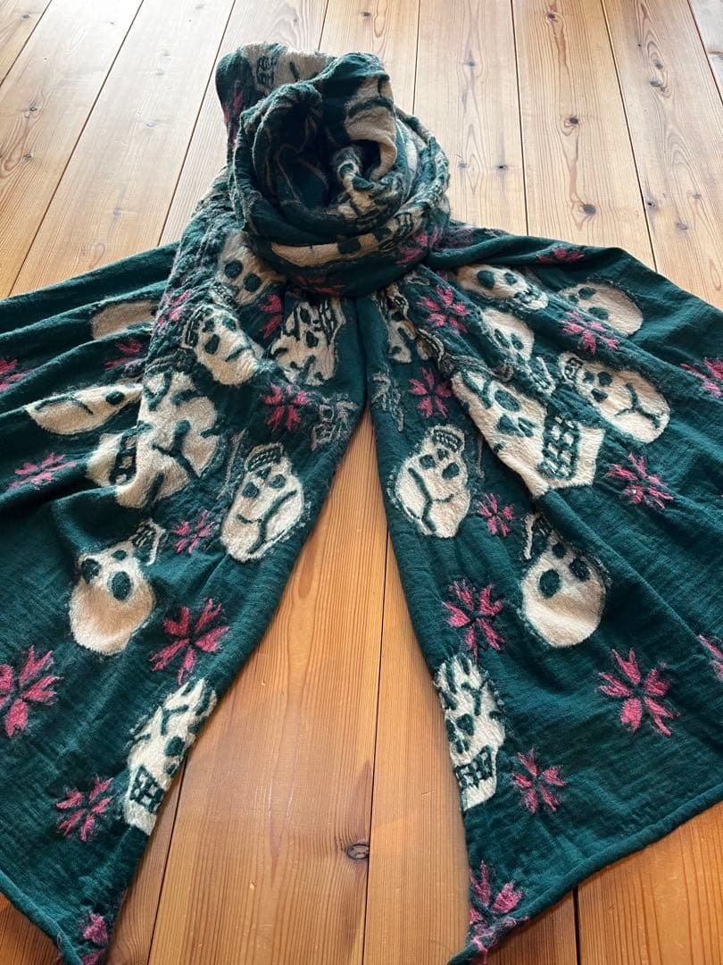 【KAPITAL】初期 縮絨ウールマフラー スカル柄 KAPITAL キャピタル 縮絨ウール マフラー ストール スカル ドクロ