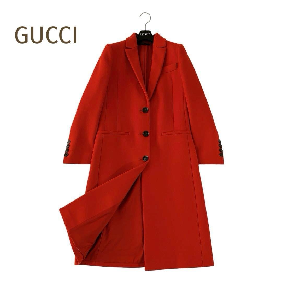 未使用級☆GUCCI☆チェスターコート ウール ロング オレンジ サイズS相当 GUCCI - 良品 GUCCI グッチ ウール ロング チェスターコート 354334 38