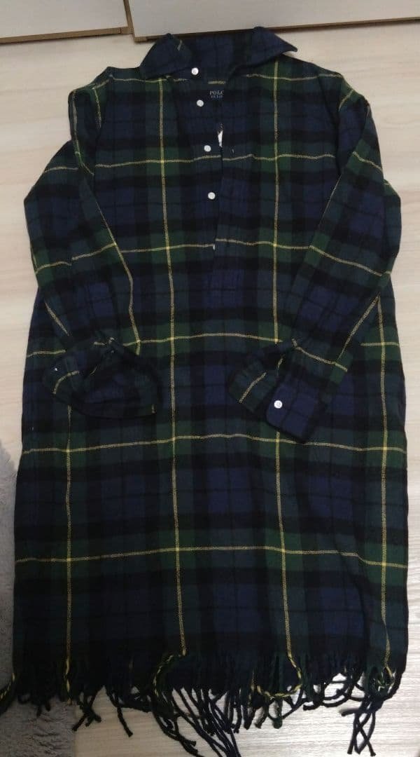 ポロラルフローレン　 チェック　シャツ　ワンピース フリンジ　新品未使用 中古・古着通販】POLO RALPH LAUREN (ポロ・ラルフローレン) チェック