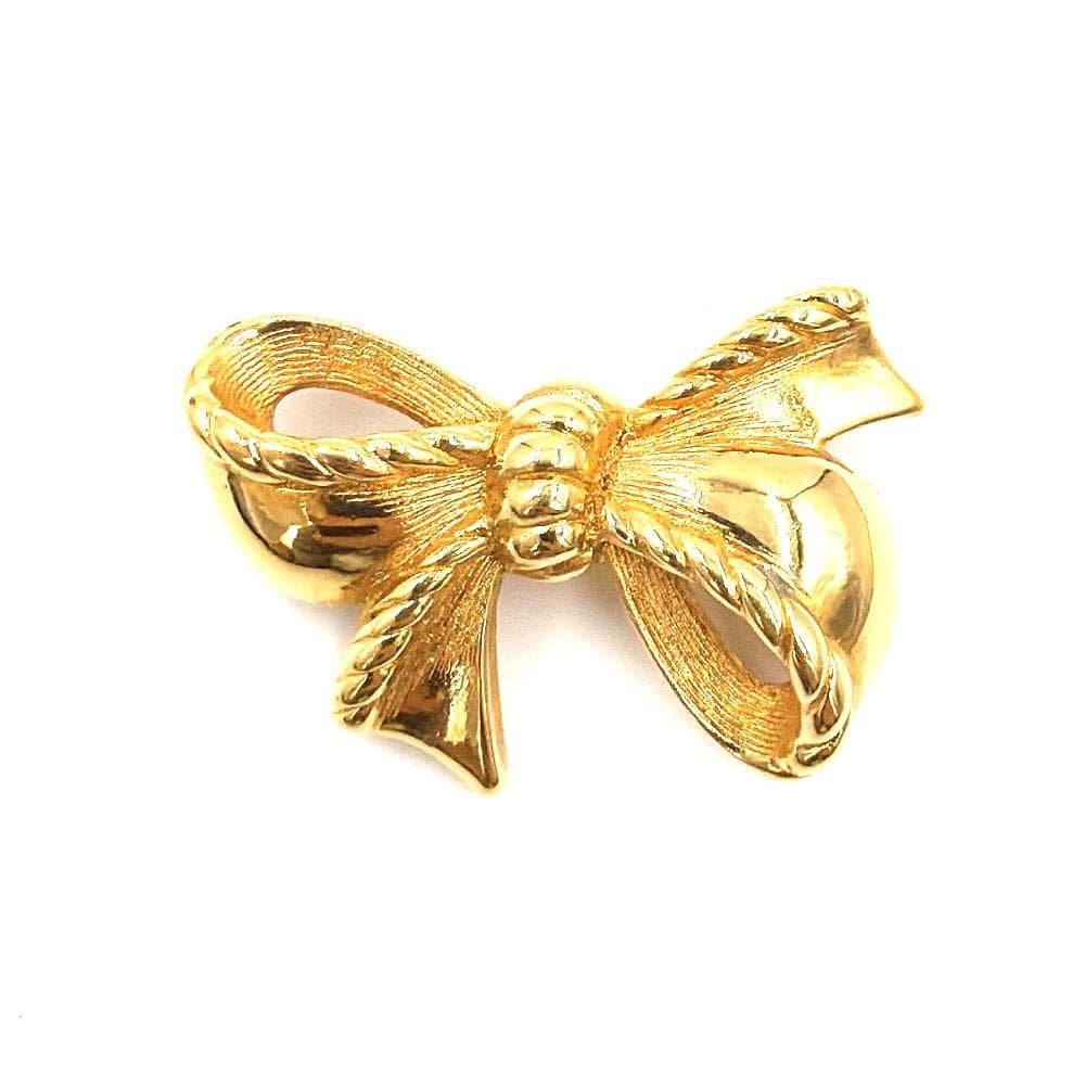 ✨️美品✨️ クリスチャン・ディオール リボン ブローチ ゴールド