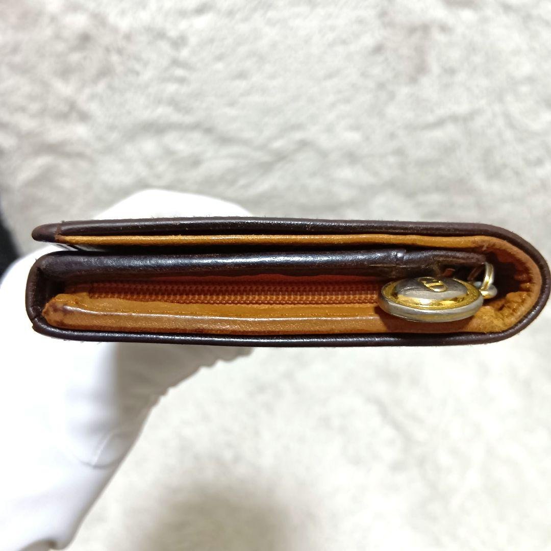 クリスチャンディオール 二つ折り財布 レザー CDロゴ ダークブラウン