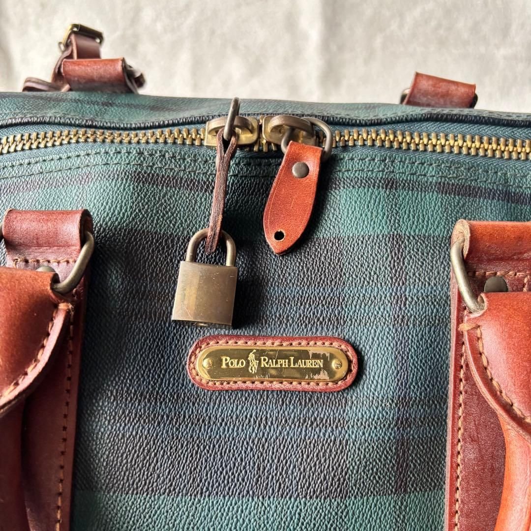 ポロラルフローレン ボストンバッグ 2WAY PVCレザー ブラックウォッチ