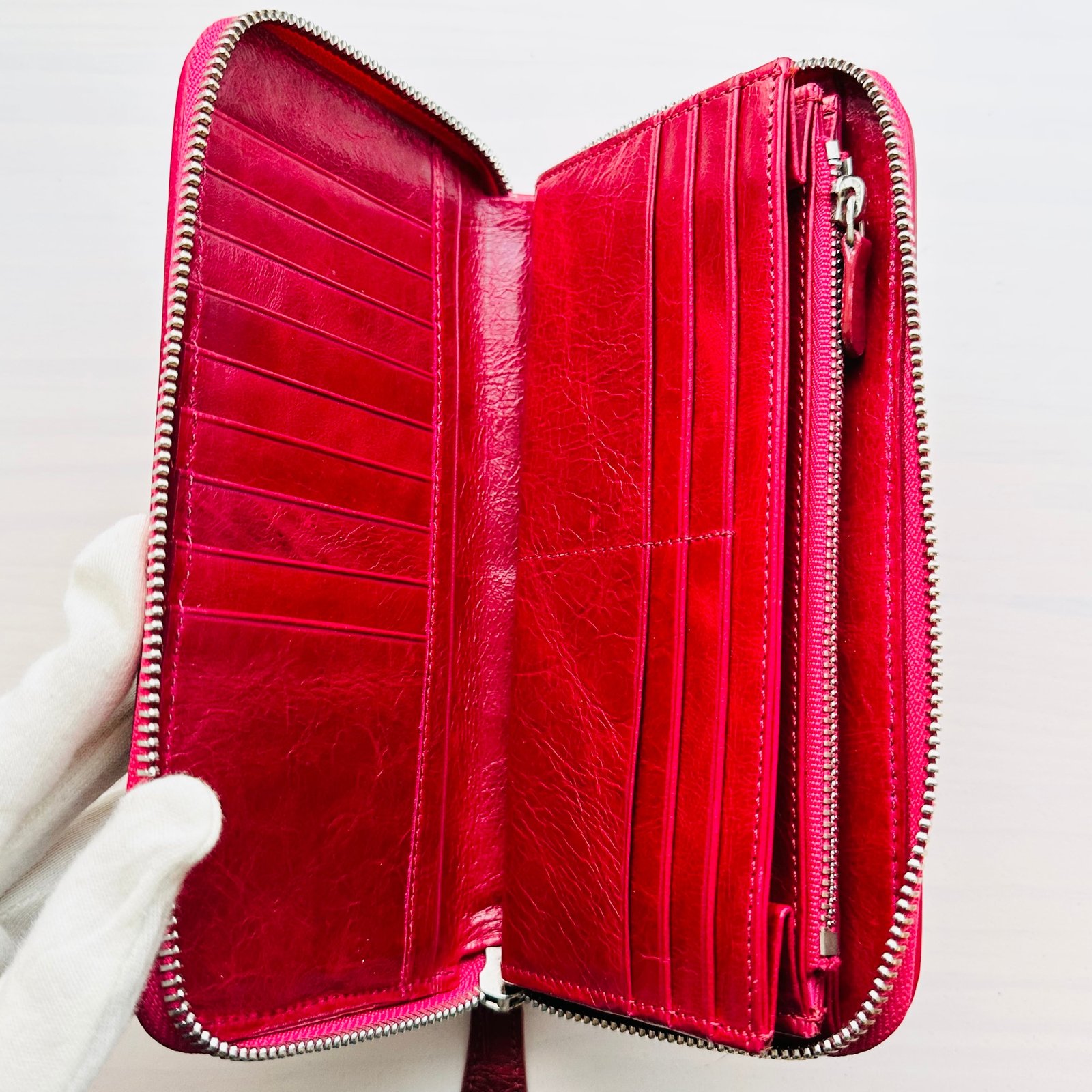 新品】クロコダイルレザーの長財布 レッドピンク#1ワニ革本革ロング