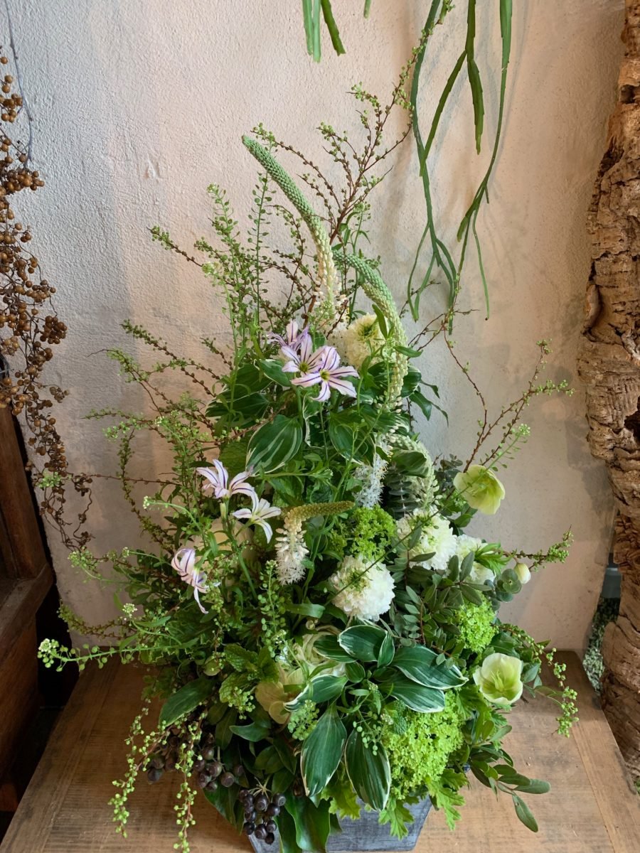 ヴェゲタティフデザインのアレンジメント｜blue water flowers｜JR西