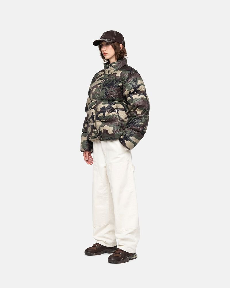 STUSSY☆】DOWN PUFFER WRINKLED NYLON Woodland Camo Unisex (STUSSY